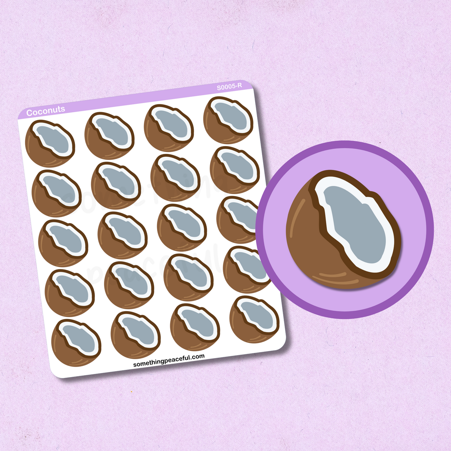 Coconut Icons Sticker Sheet