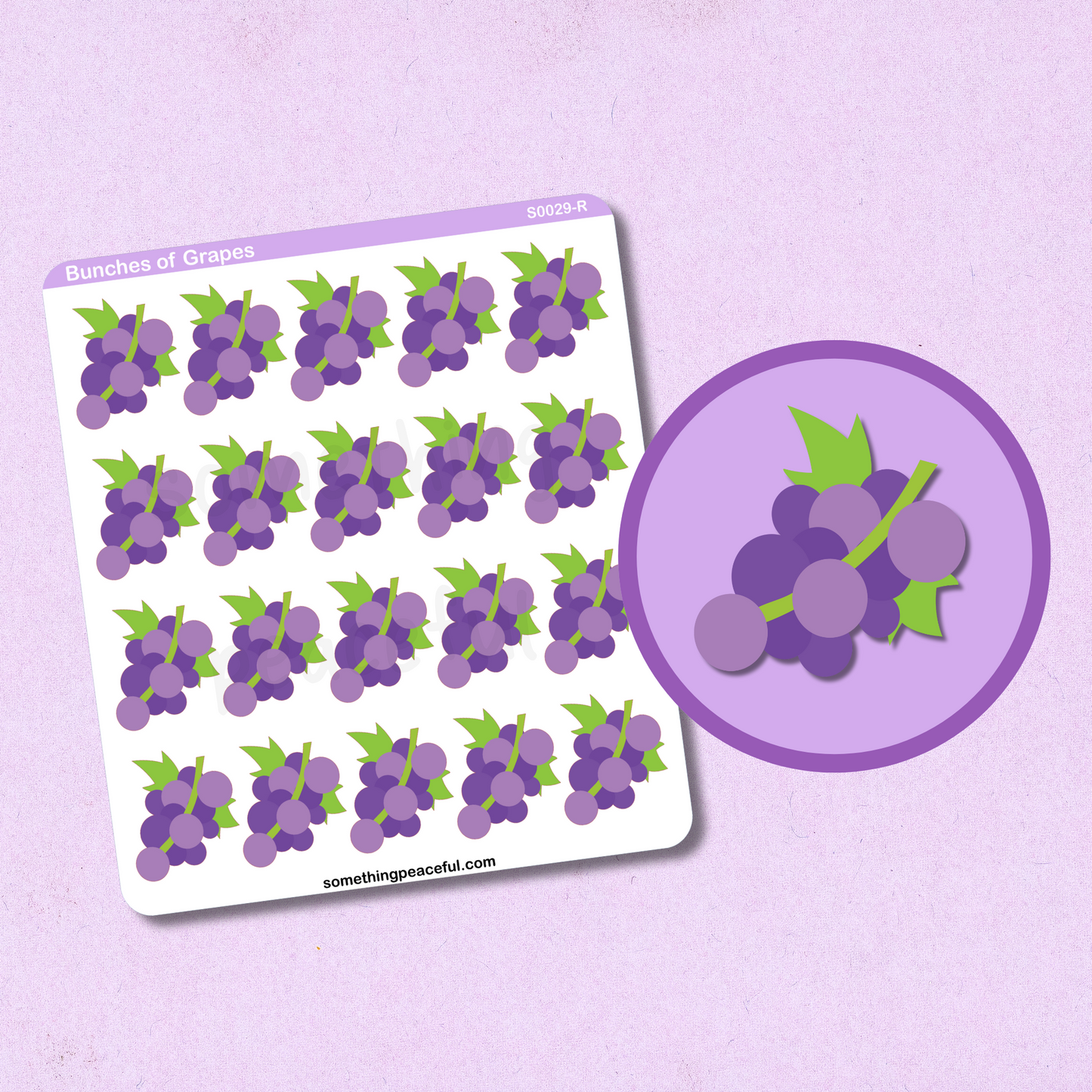 Purple Grape Icons Sticker Sheet