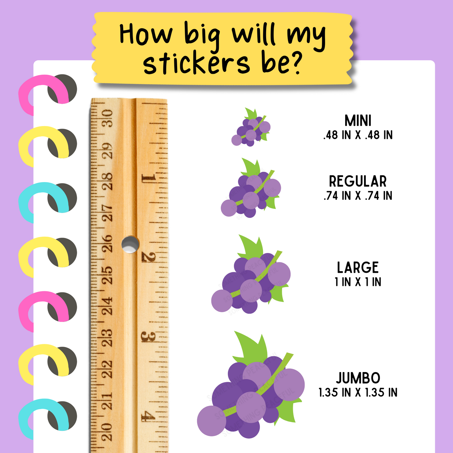 Purple Grape Icons Sticker Sheet