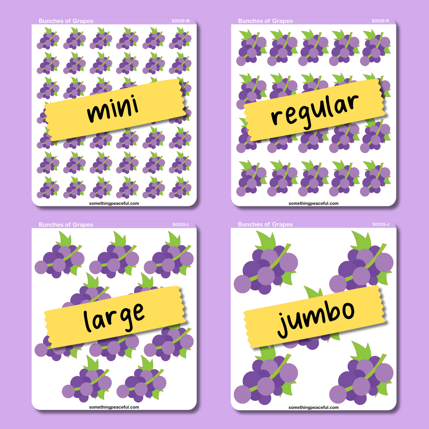 Purple Grape Icons Sticker Sheet