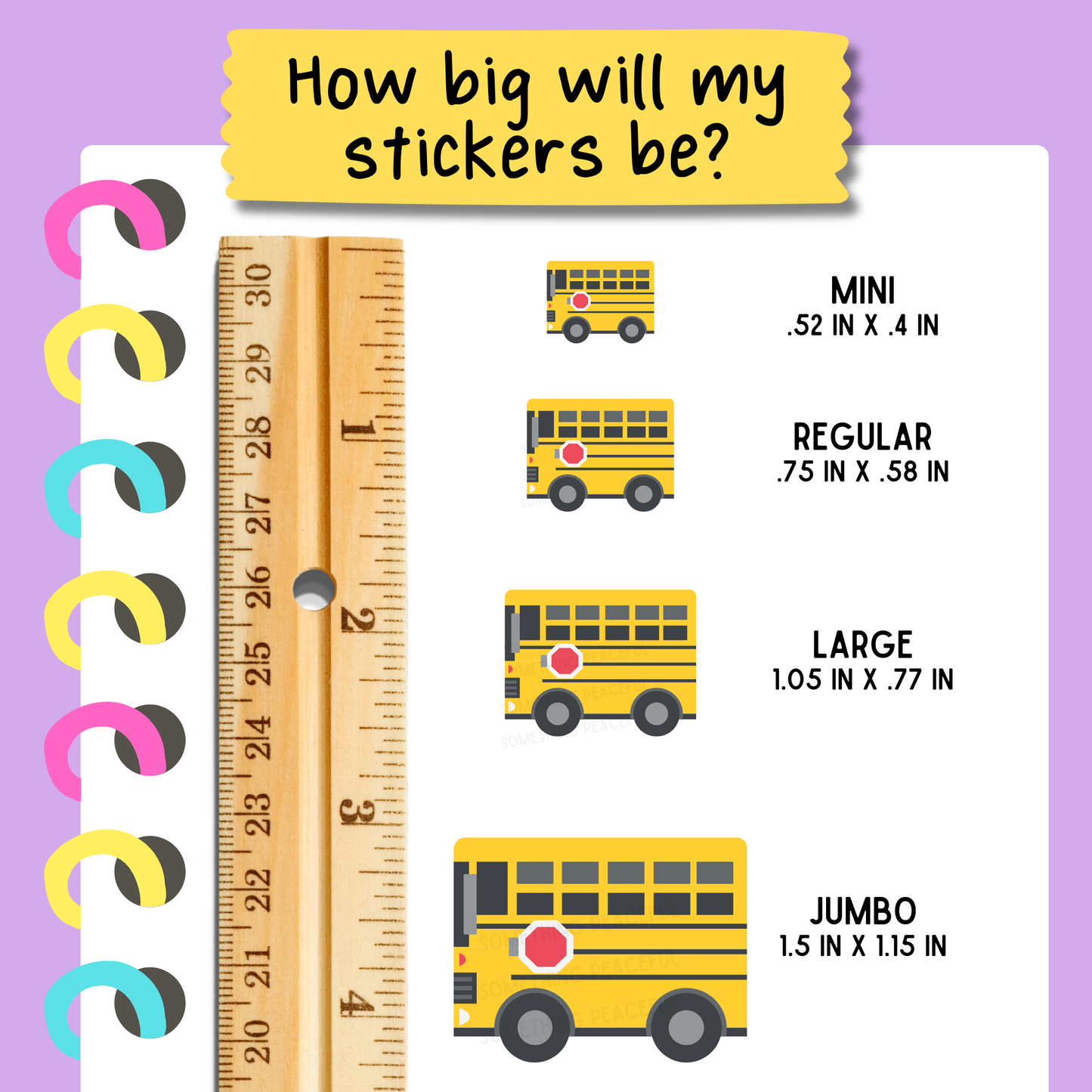 School Bus Icons Sticker Sheet