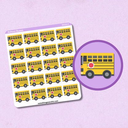 School Bus Icons Sticker Sheet