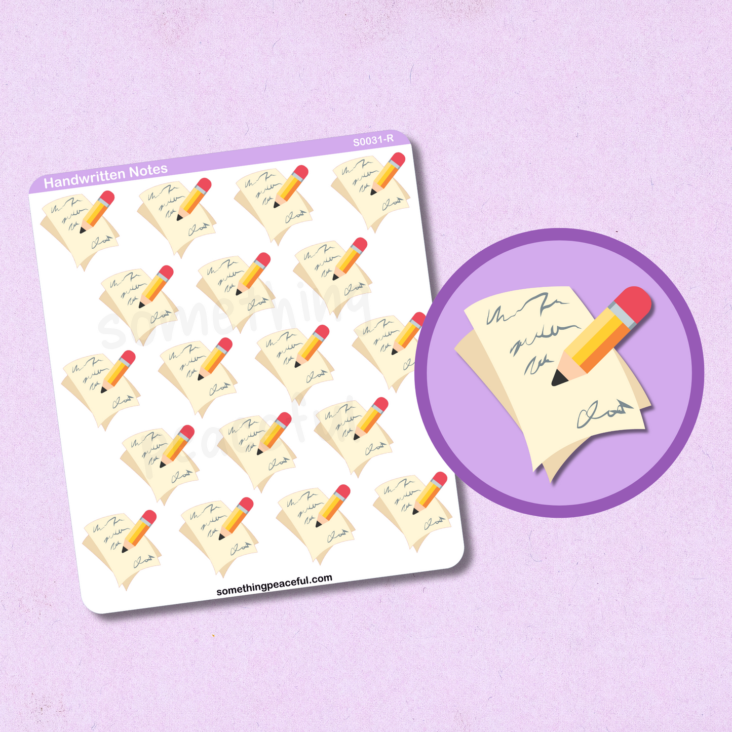 Handwritten Note Icons Sticker Sheet