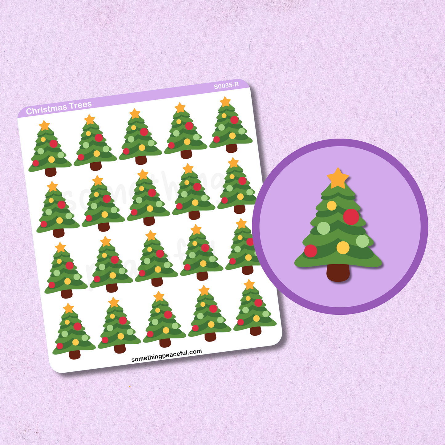 Christmas Tree Icons Sticker Sheet