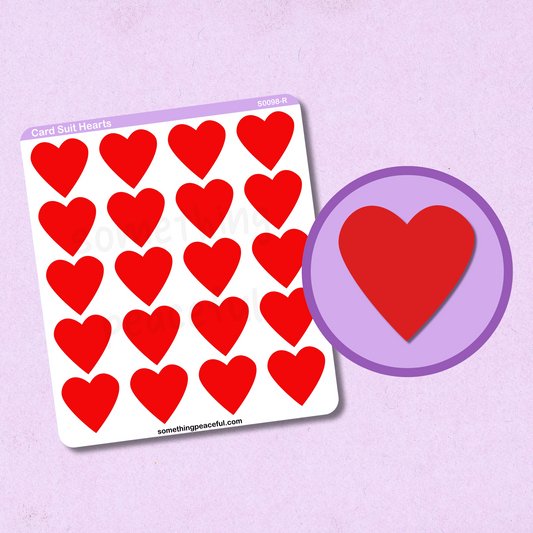 Heart Card Suit Icons Sticker Sheet