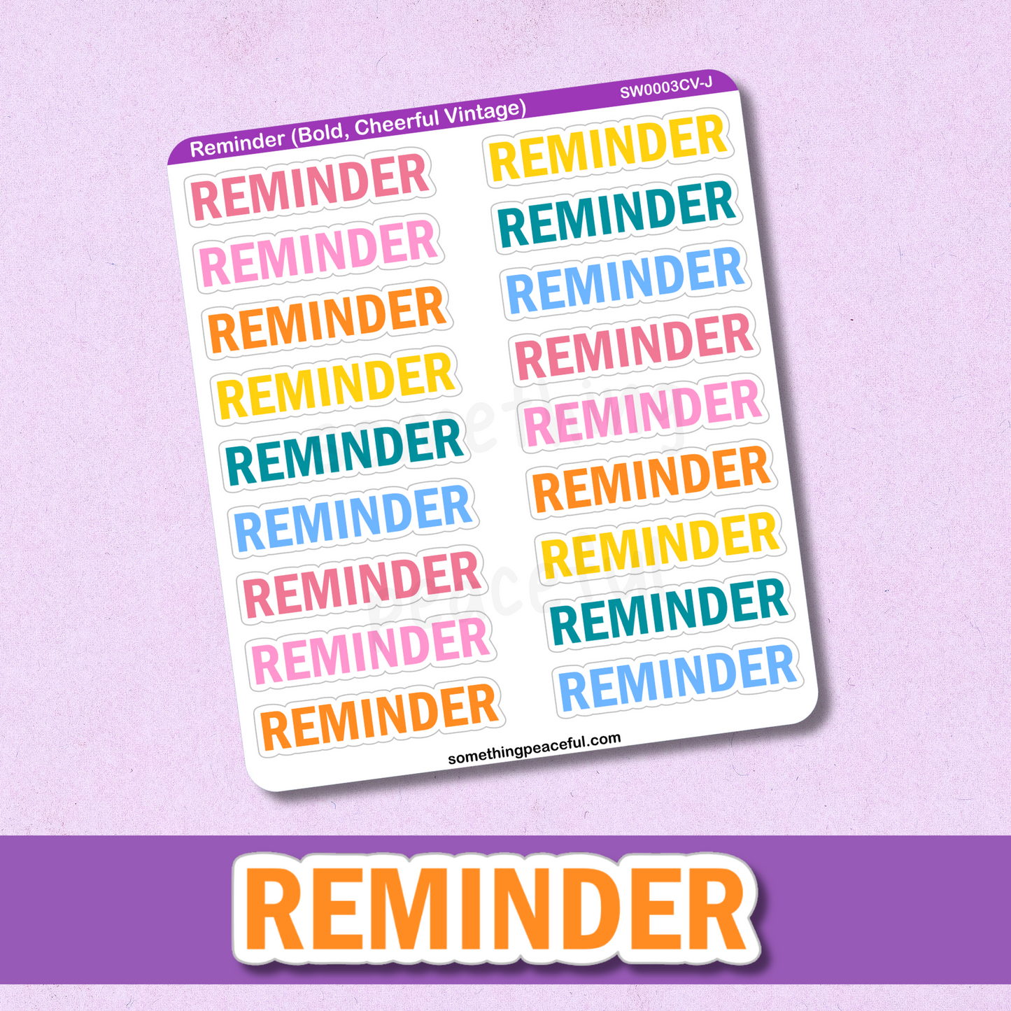 Reminder Bold Text Sticker Sheet - Customizable