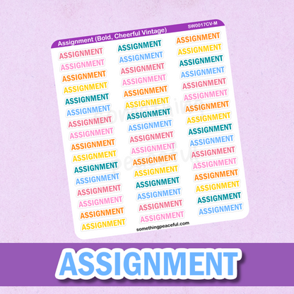 Assignment Bold Text Sticker Sheet - Customizable